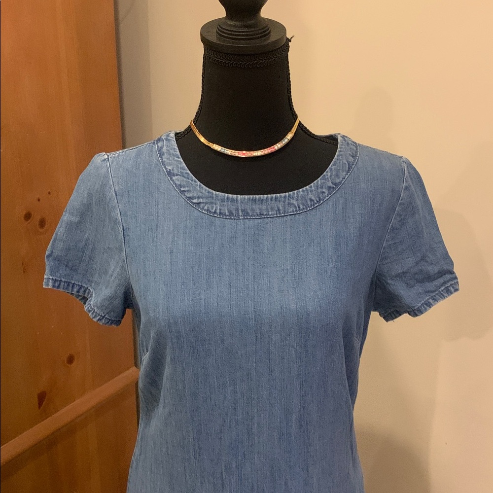 🌹Vintage Banana Republic • Light Blue Denim Short Sleeve Mini Dress - Picture 5 of 10